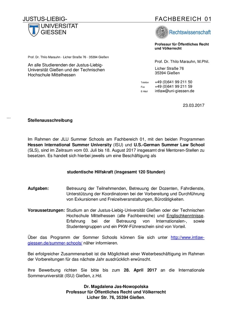 Mentoren Summer School SoSe 17