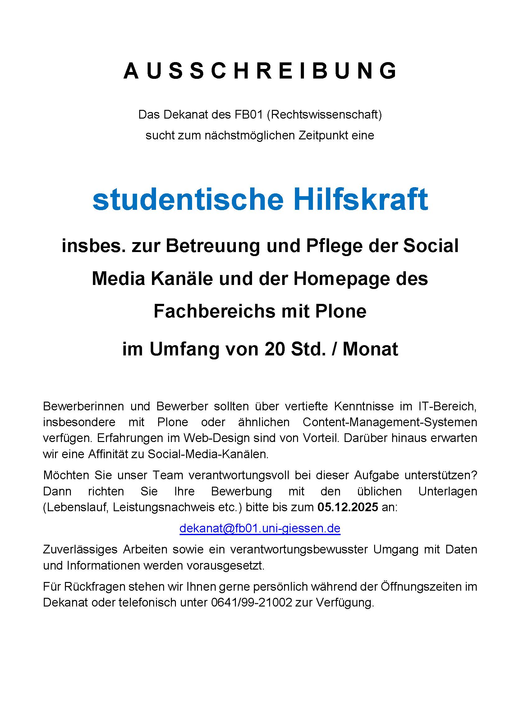 Hilfskraft IT/Plone