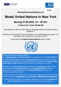 Model United Nations Info Veranstaltung 27.6. 18 Uhr Poster