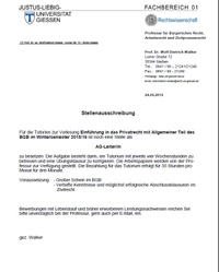 Stellenausschreibung Tutorin Tutor WS 1516 Walker