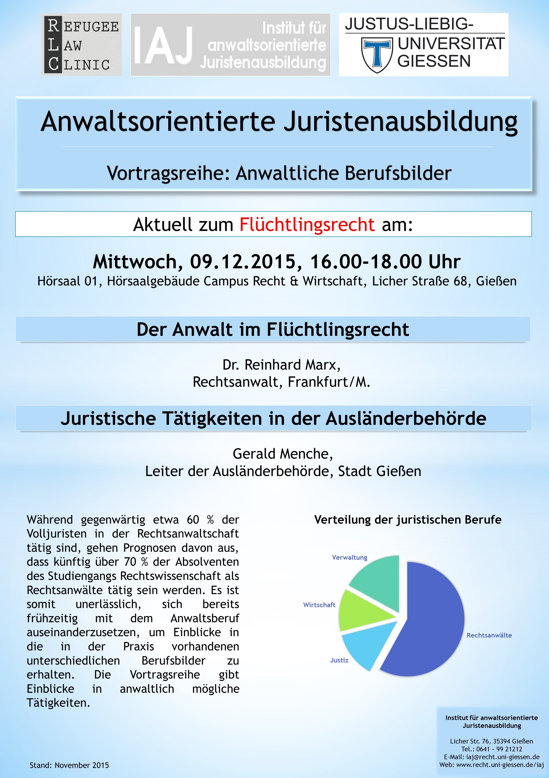 Plakat Vortrag 9 12 2015 Flüchtlingsrecht IAJ+RLC