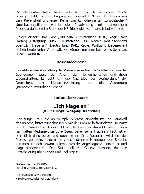 Propagandafilm im Nationalsozialismus ICH KLAGE AN (1)