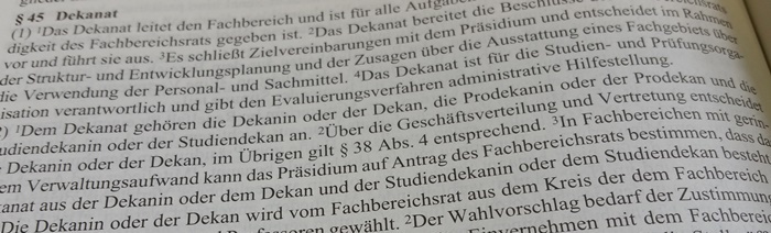 Slider: Der § 45 des Hessischen Hochschulgesetzes