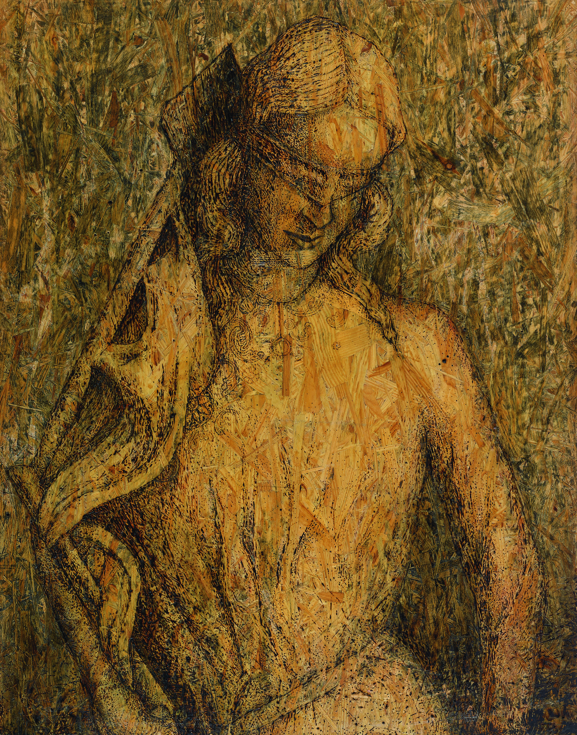 Shy Abady, The Pretty Jewess, 2008, electric etching and mixed media on osb plate, 102x80cm.jpg