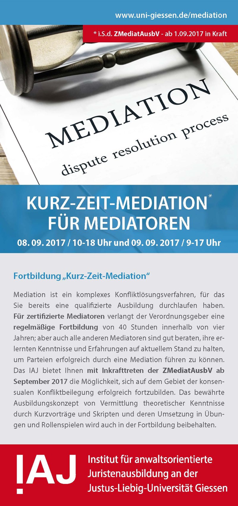 Teaser Bild für den Flyer "Kurzzeit-Mediation"