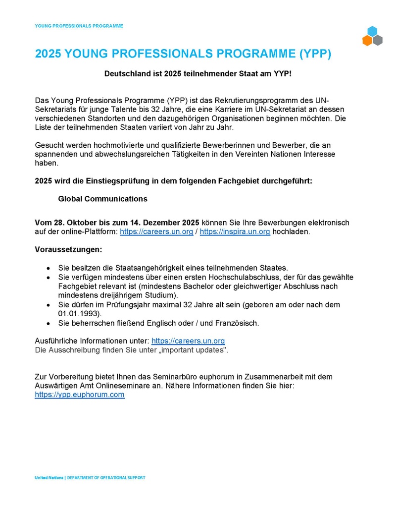 Young Professionals Programm (YPP)