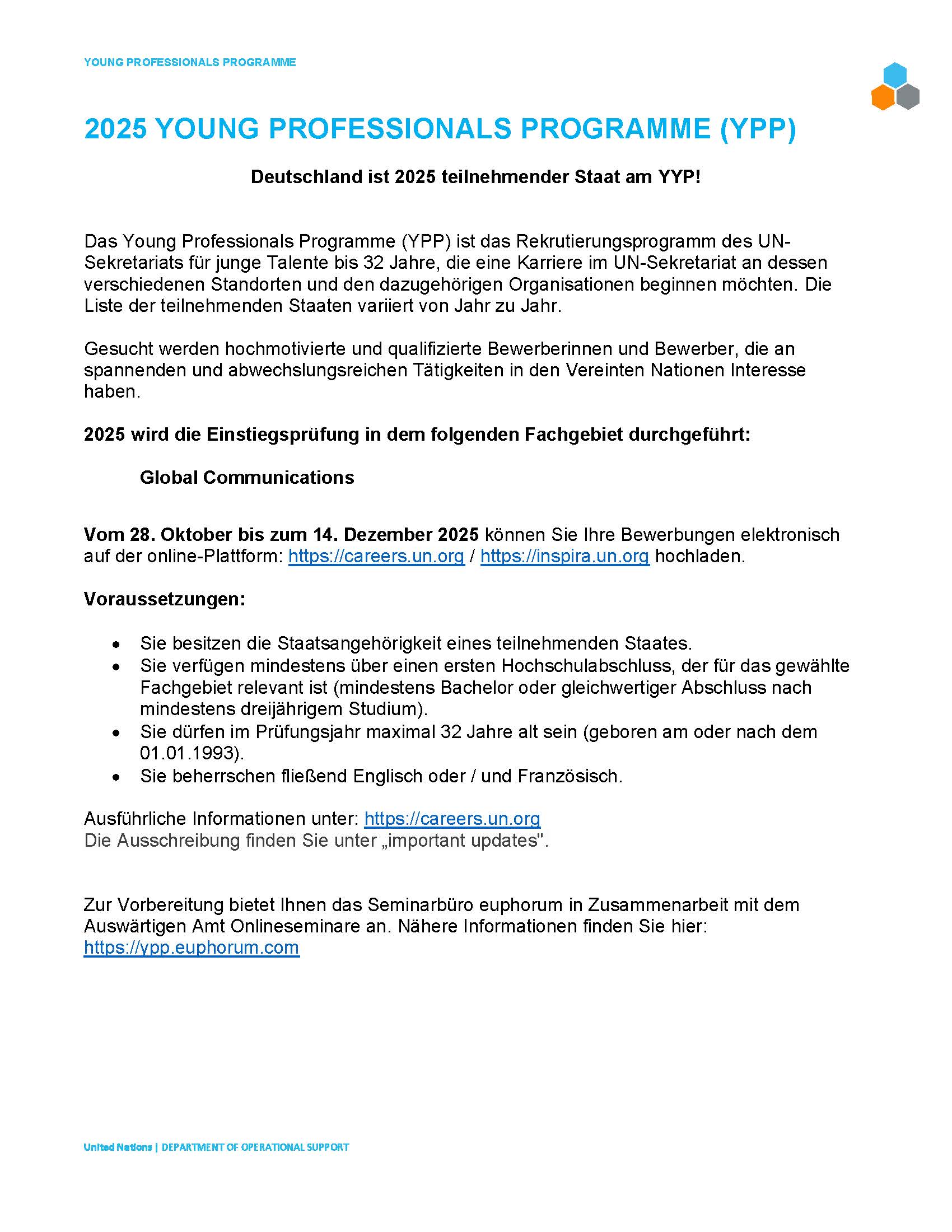 Young Professionals Programm (YPP)