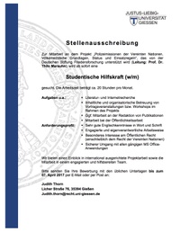 Stellenausschreibung - Projekt Polizeimissionen der VN
