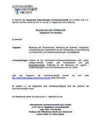 Studentische Hilfskraft gesucht