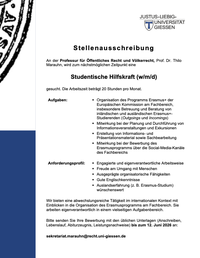 Stellenausschreibung Studentische Hilfskraft (w/m/d)