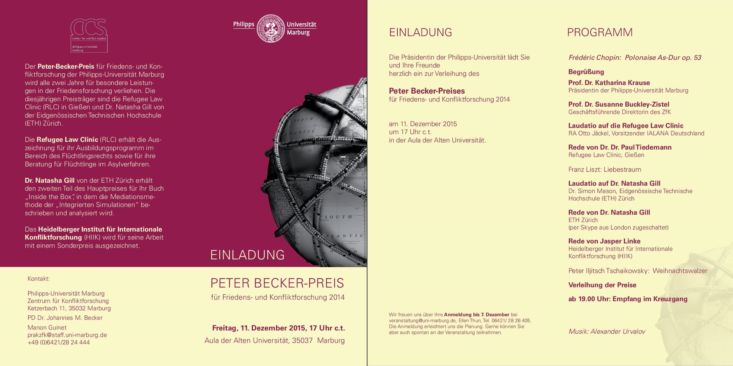 Einladung Peter Becker-Preis 2014
