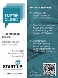 StartUp Clinic Trainingstag Flyer