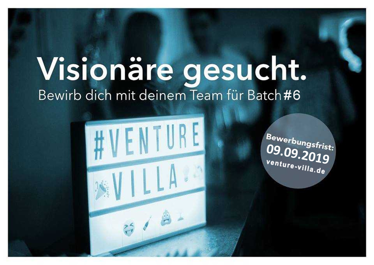 VentureVilla schreibt für 2019 neue Förderrunde aus