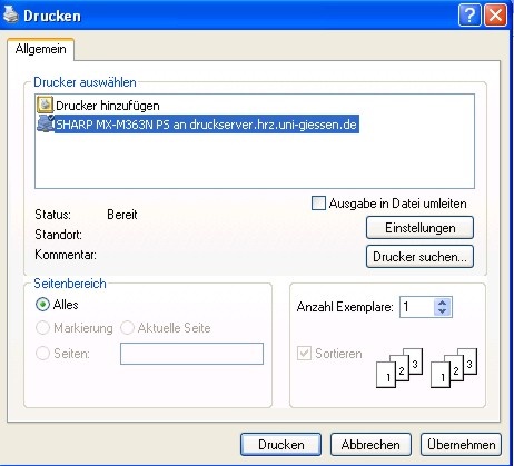 Drucker auswählen