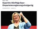 Zeitungsbericht: "Expertin: Künftige Saar-Einparteienregierung einzigartig" (dpa/ Die ZEIT/ Süddeutsche Zeitung/ Die Welt, 16.04.2022)