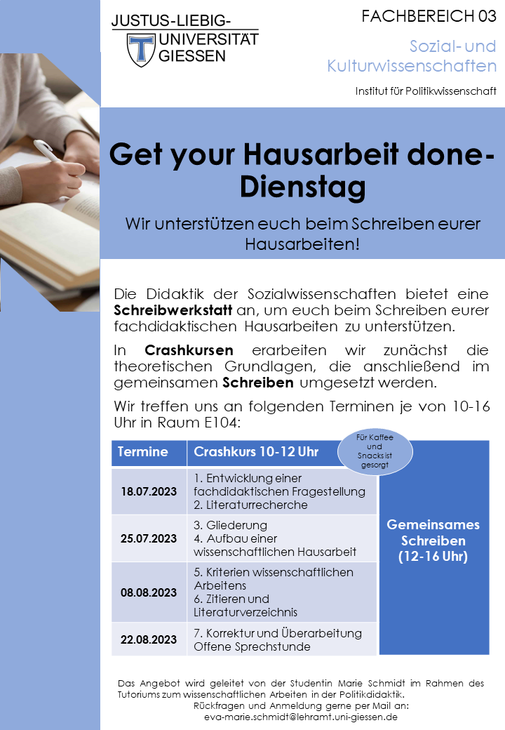 Flyer Get your Huasarbeit done-Dienstag