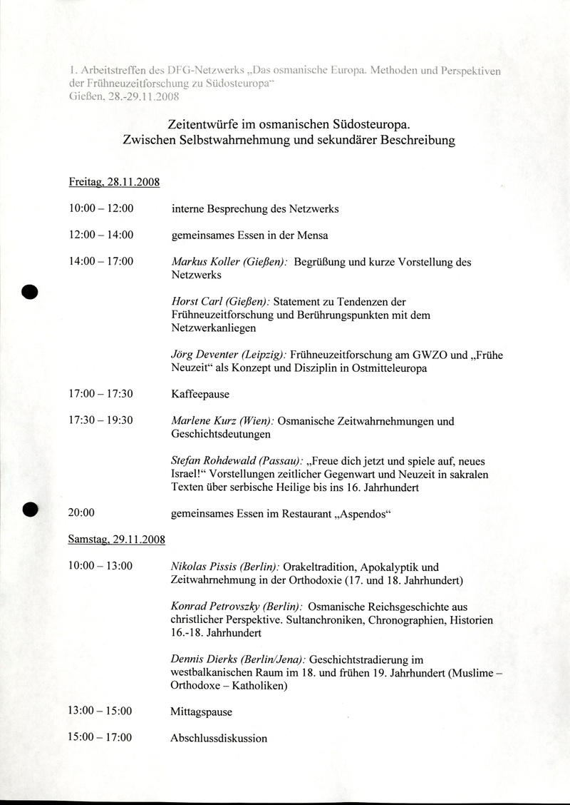 Ablauf des 1. Arbeitstreffens