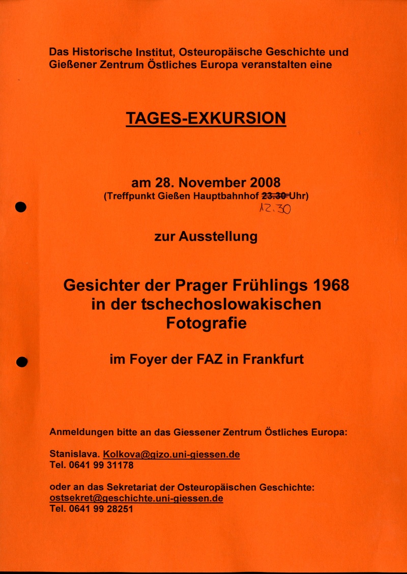 Aushang zur Tagesexkursion