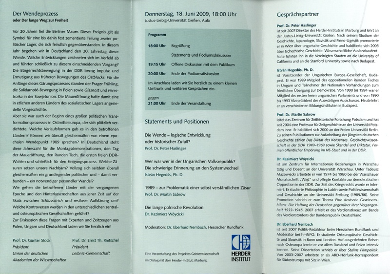 Ankündigung Podiumsdiskussion, Teil 2