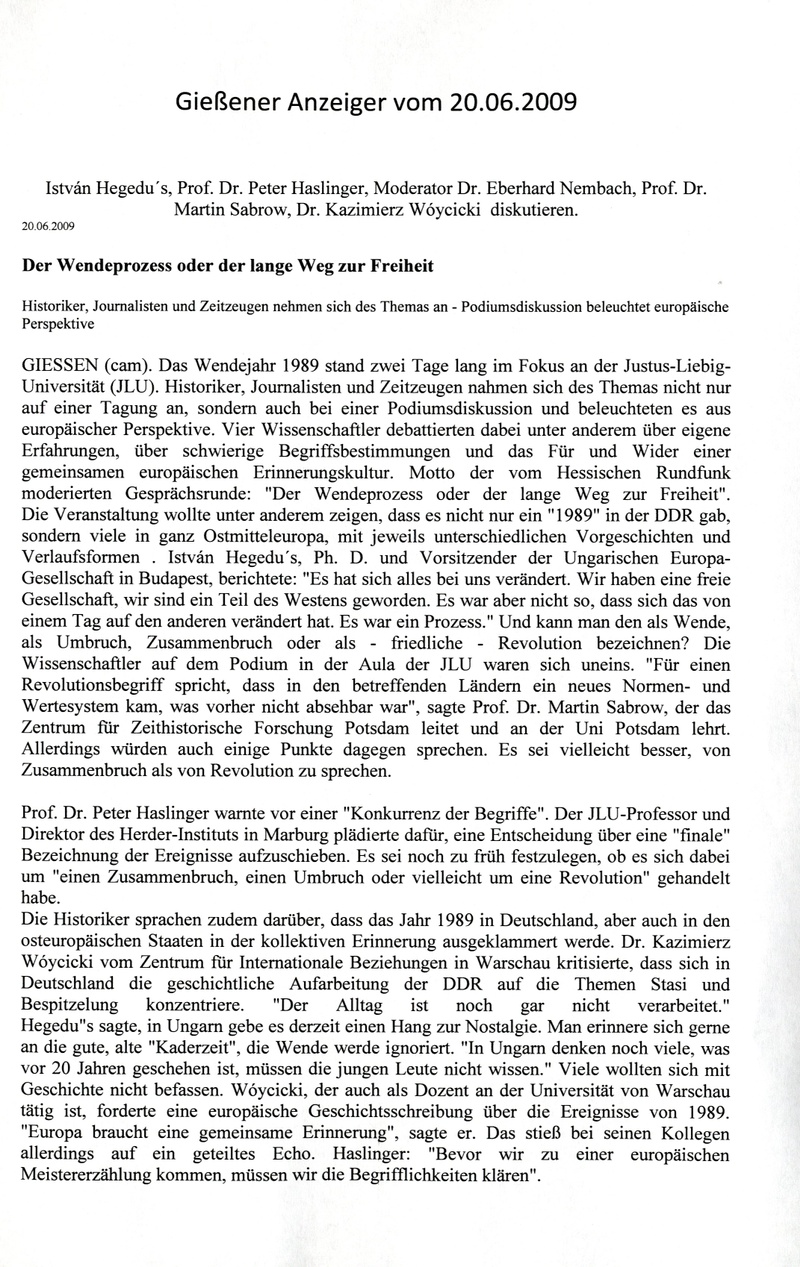 Bericht über die Podiumsdiskussion