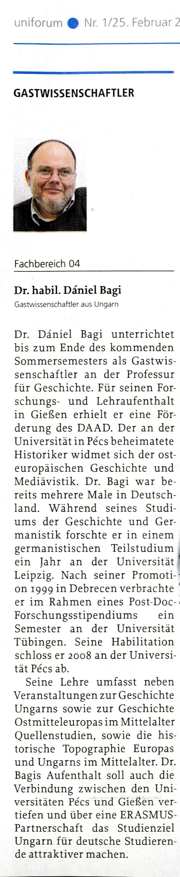 Vorstellung von Dr. Daniel Bagi