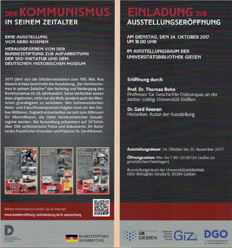 Einladung zur Ausstellungseröffnung "Der Kommunismus in seinem Zeitalter"