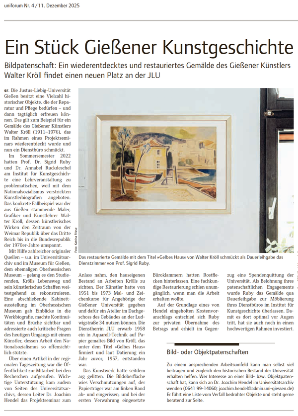 Ein Stück Gießener Kunstgeschichte Uniforum Dez. 2025