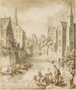 Hugo von Ritgen, Rozenhoedkaai in Brügge, Aquarell, wahrscheinlich 1833, Museum für Gießen, OHM 582 .jpg