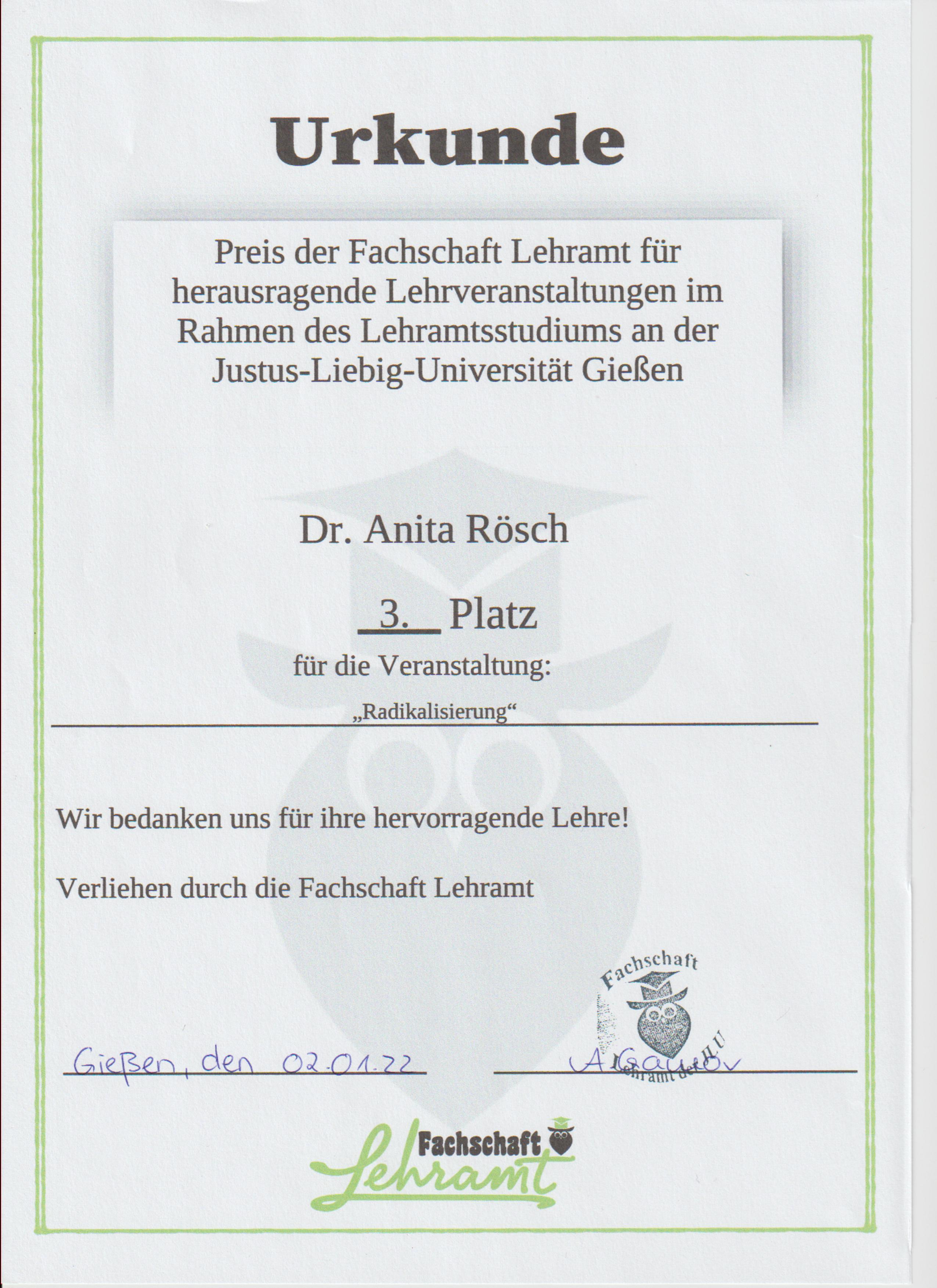 Lehrpreis Rösch