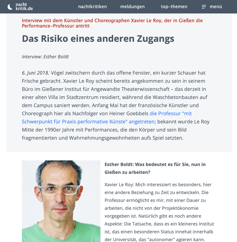 Profil – Xavier Le Roy, Anderer Zugang