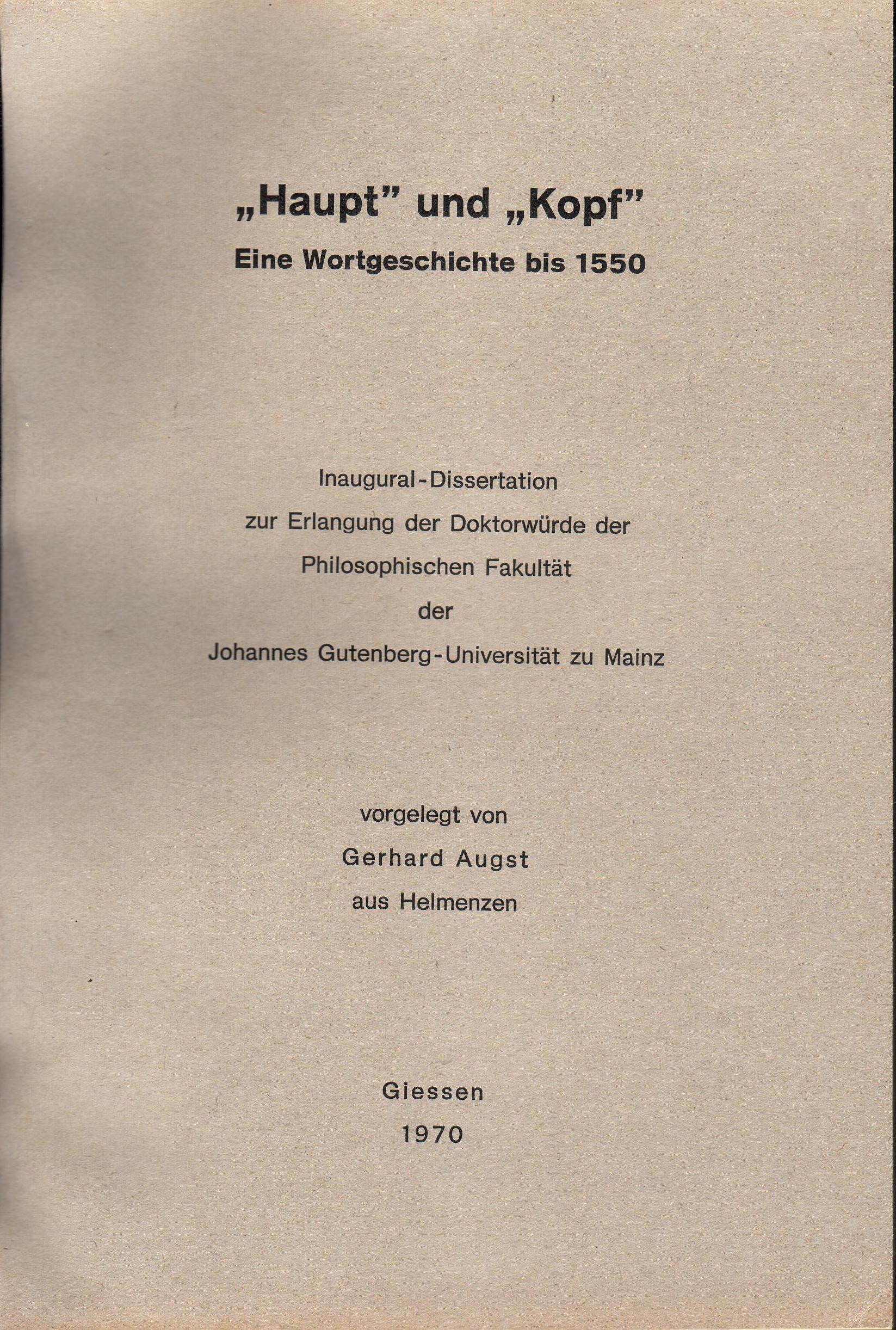 Haupt und Kopf