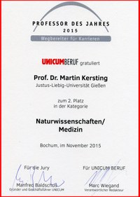 Auszeichnung Prof. Martin Kersting