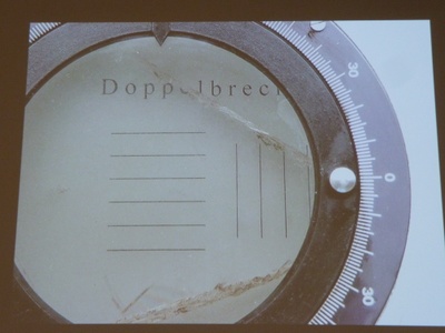 Doppelbrechung mit Kalkspat am Overhead 04