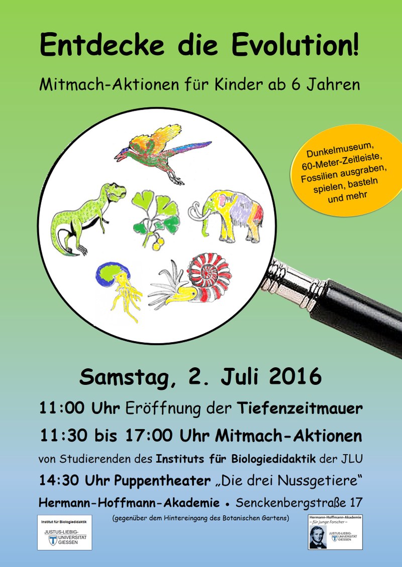 Plakat Entdecke die Evolution — Institut für Biologiedidaktik