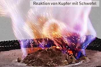 Reaktion von Kupfer mit Schwefel (Pulver)