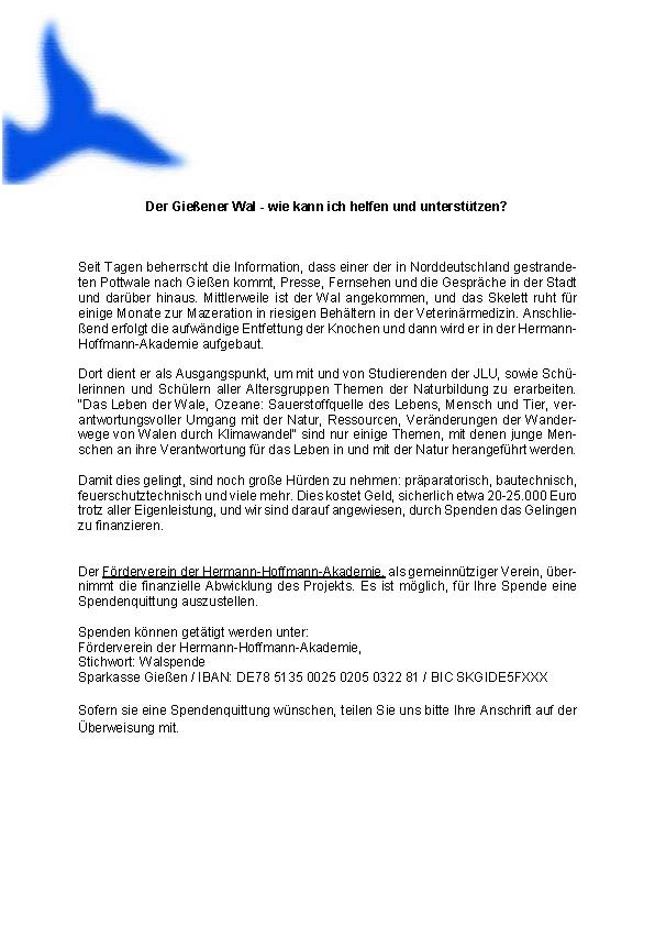 Spenden für den Wal