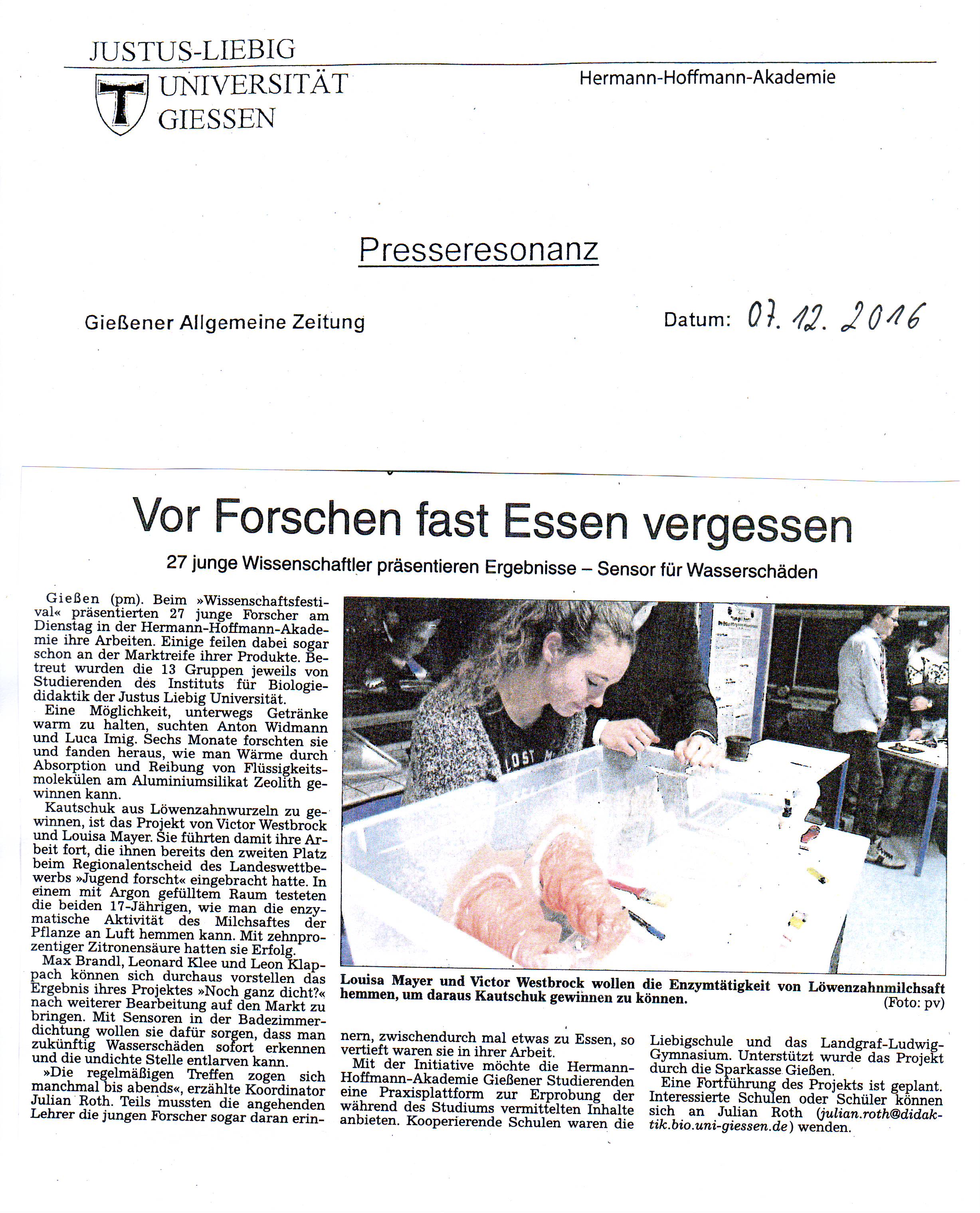 Junge Forscher 2015