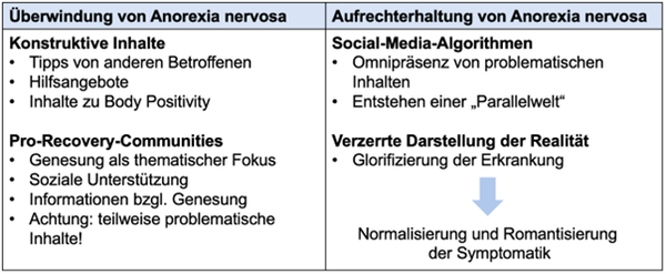Tabelle 1: Einflussfaktoren auf den Genesungsprozess von Anorexia nervosa (Quelle: Möller 2024)