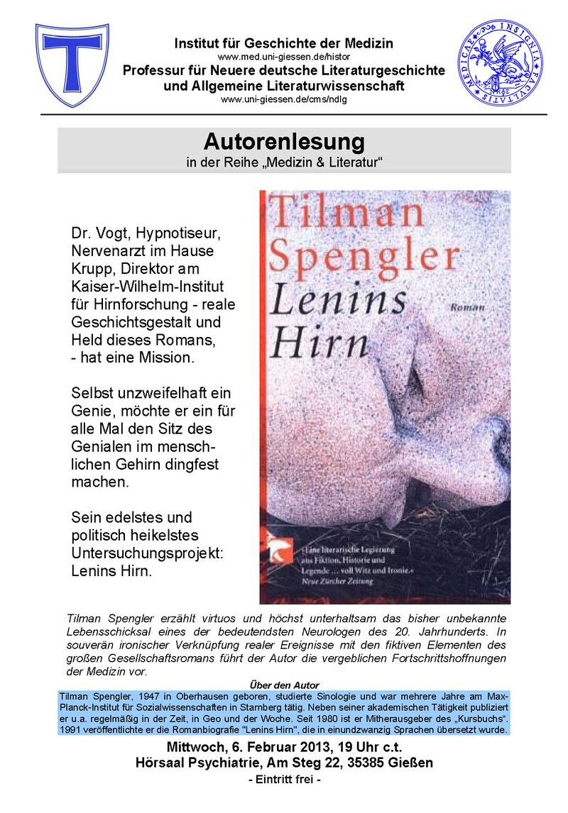 Lesung "Lenins Hirn" von Tilman Spengler