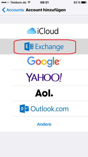 iOS Exchange Anleitungs Bild 5