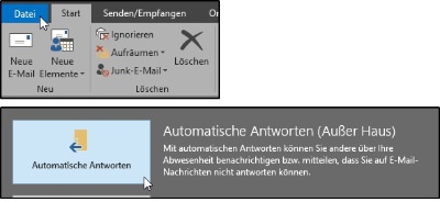 Abwesenheitsnachricht in Outlook