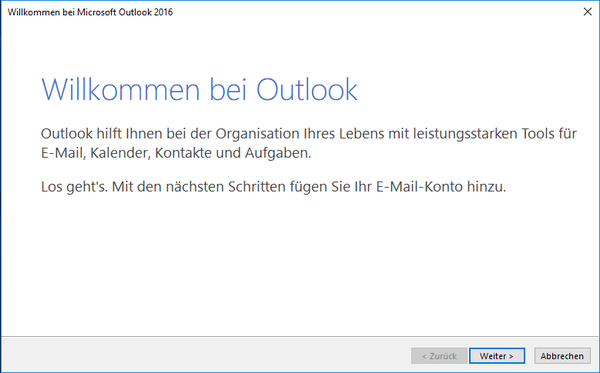 Outlook 2016 einrichten Bild 1