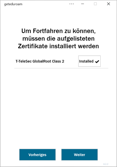 geteduroam Zertifikat Installation