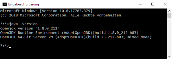 Kommandozeile Adopt Java