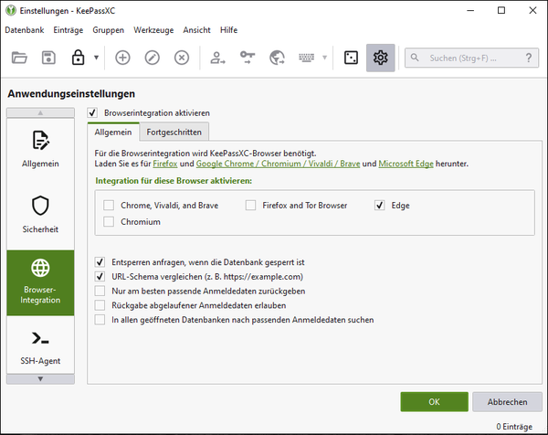 Browser Integration einrichten