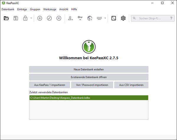 Passwort-Datenbank öffnen