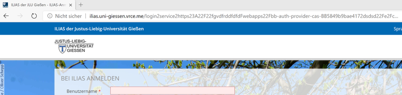 MS Edge Phishing Seite Ilias
