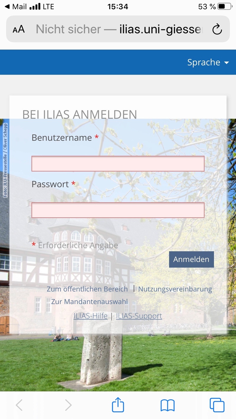 Safari Phishing Seite Ilias