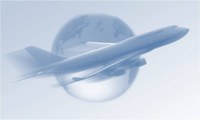 Flugzeug und Globus Blau