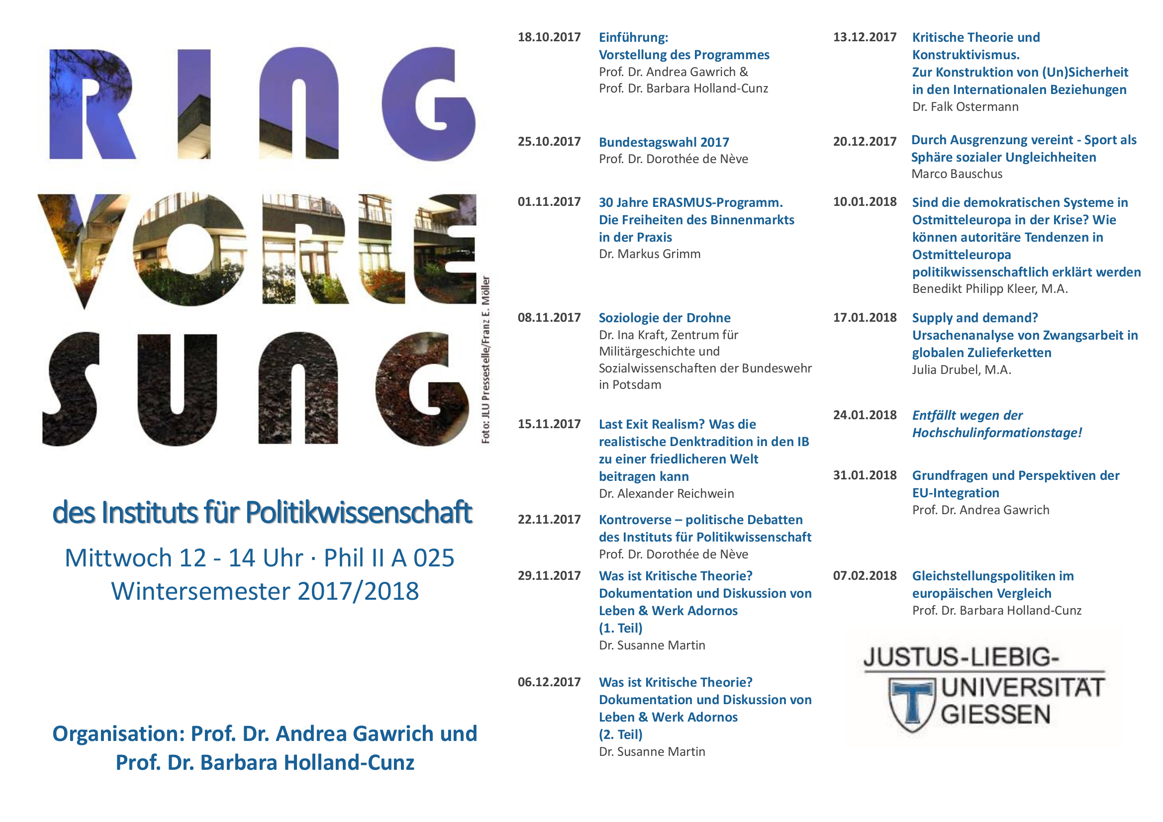 Poster Ringvorlesung Politik WS17/18